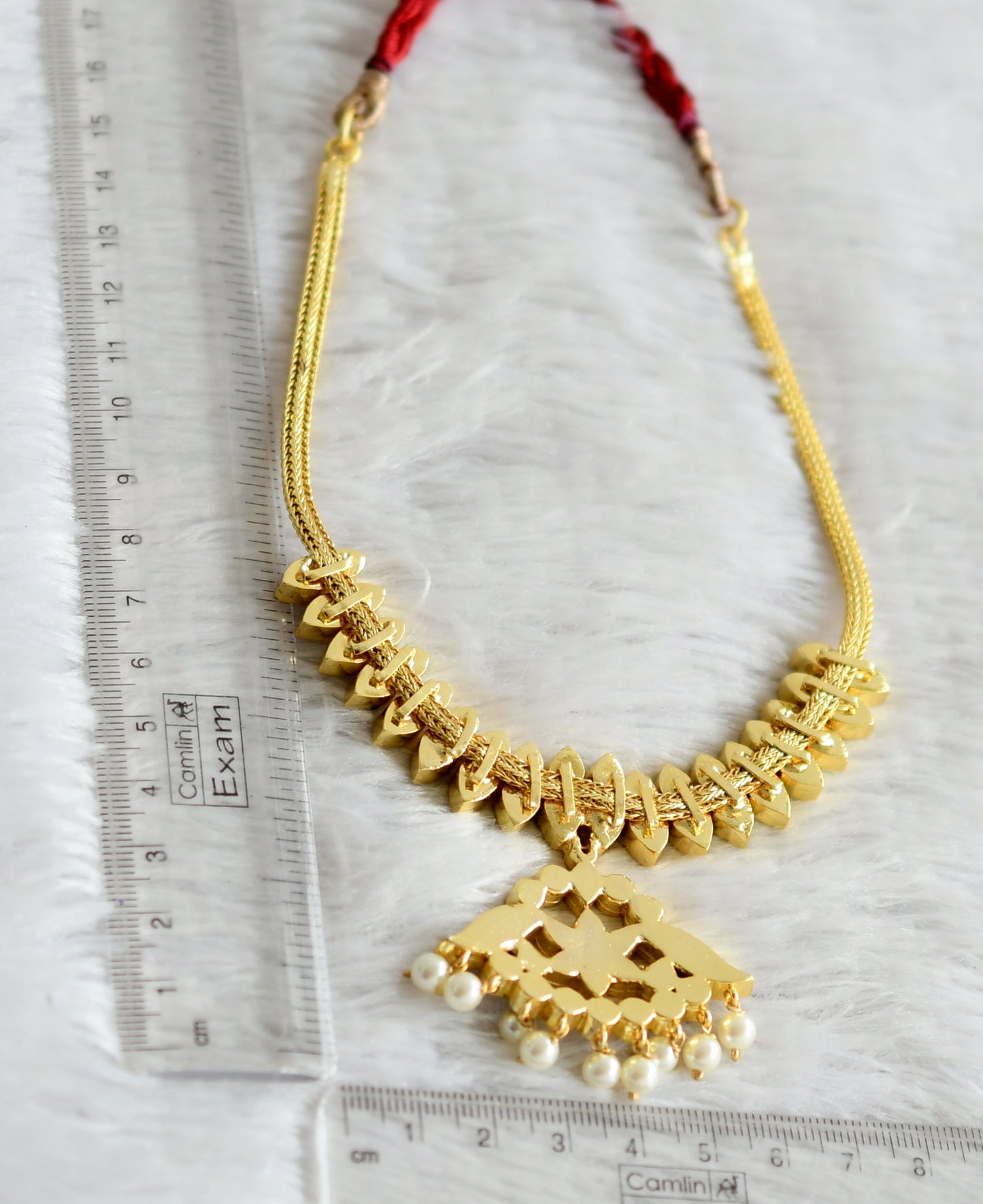 Gold tone real kemp-green pearl necklace dj-48882