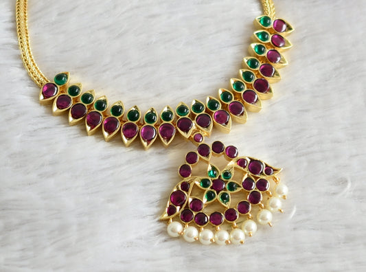 Gold tone real green-kemp-pearl necklace dj-48883