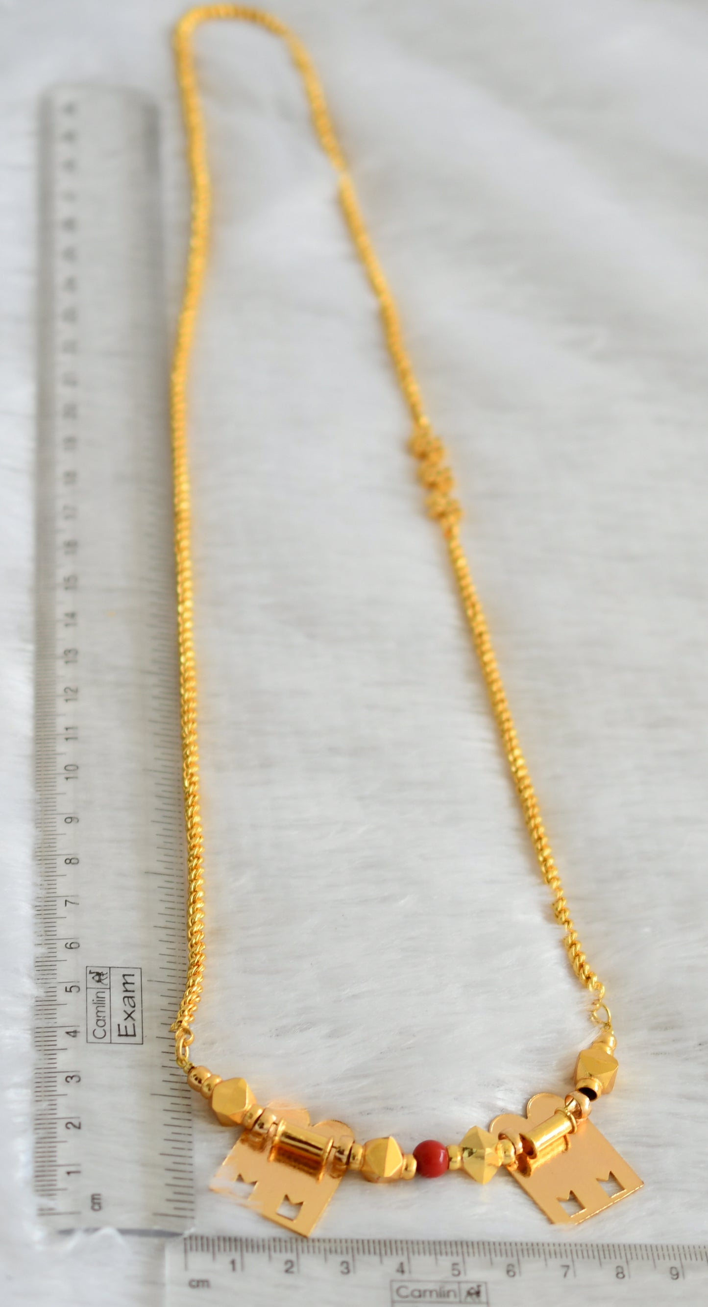 Gold tone 24 inches cz white flower mugappu chain with Thirumal Nama-shanku-chakra mangalyam dj-47042