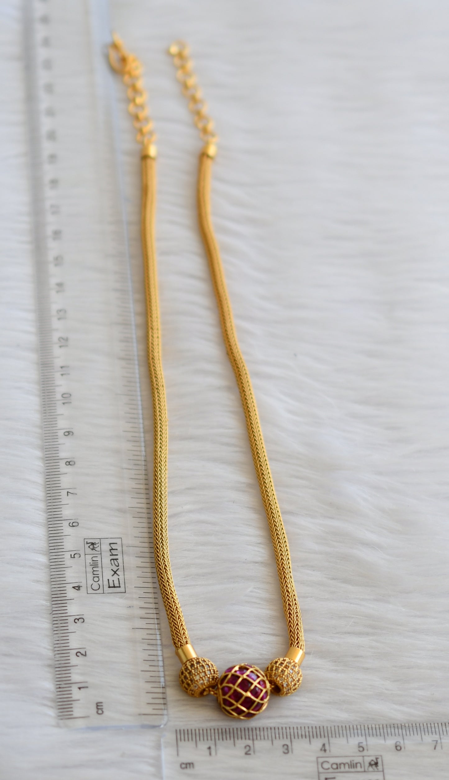 Matte finish cz white-kemp ball chain/necklace dj-45436