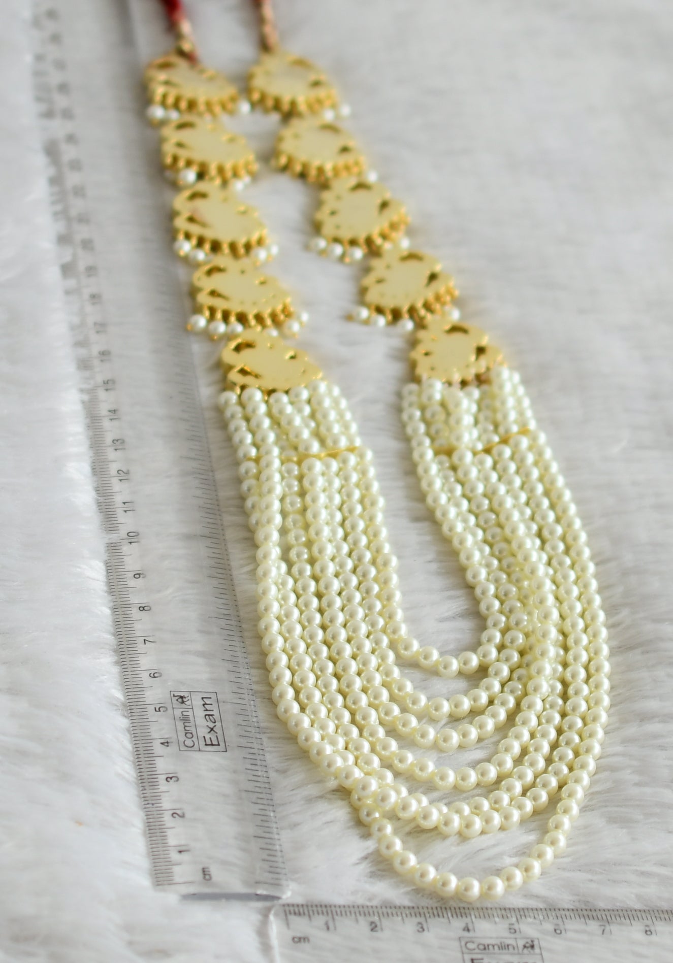 Gold tone precious kemp-green-white pearl peacock haar dj-48889