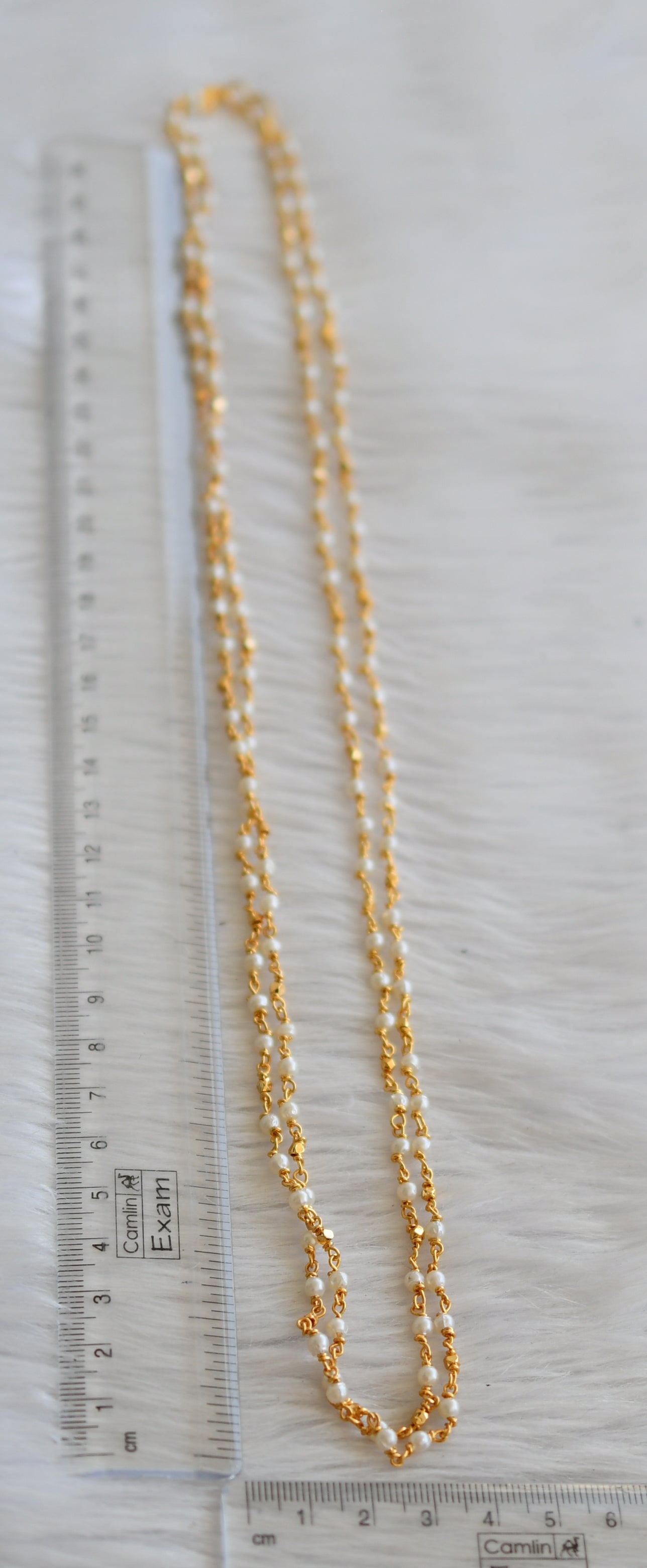 Gold tone double layer pearl chain dj-43149