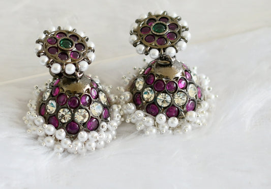 Black finish precious kemp pearl jhumkka DJ-50728