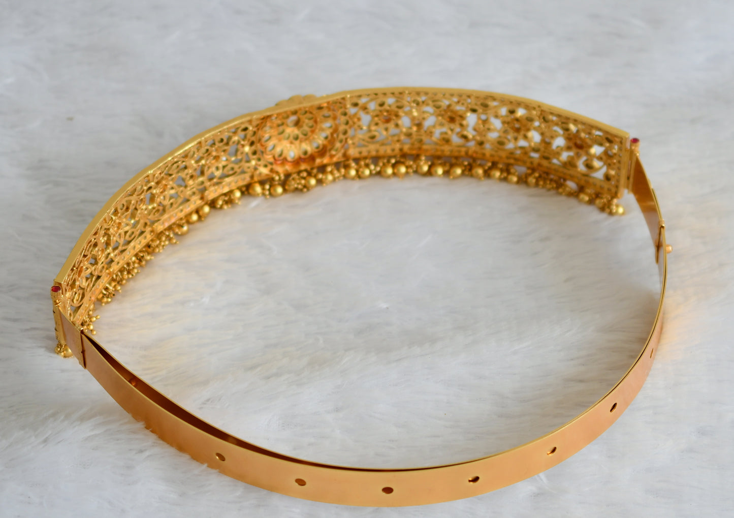 Antique gold tone white lakshmi lotus mango flower bridal set dj-50876