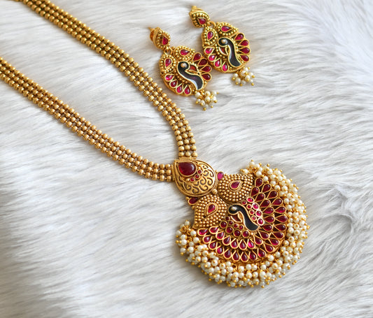 Antique kemp peacock pearl cluster ball chain haar set dj-16872