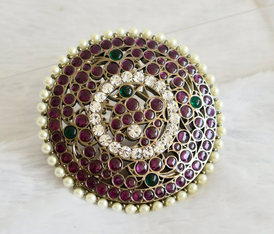 Black finish precious kemp-green-white pearl peacock round hair jwell(rakodi) dj-50862