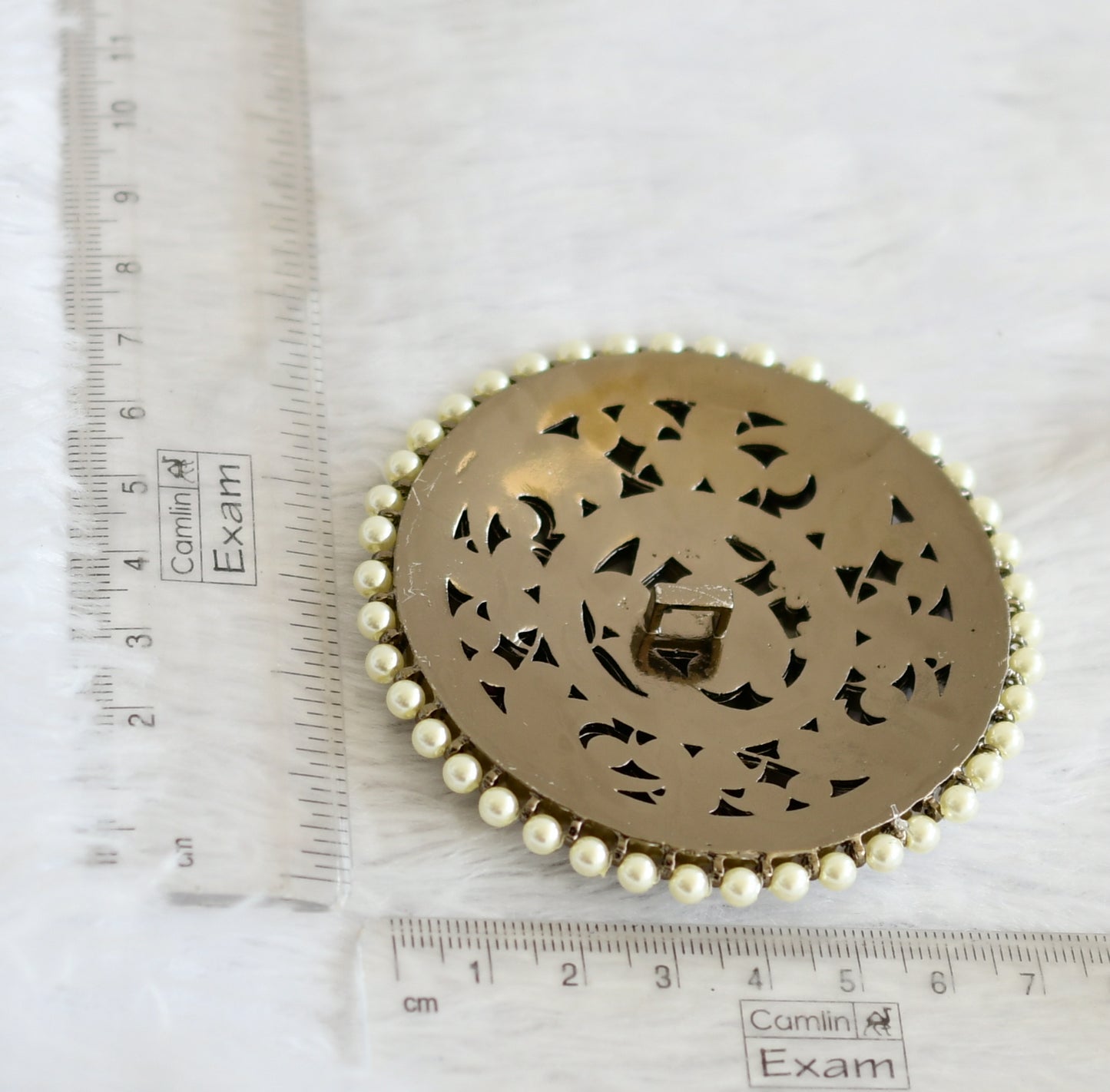 Black finish precious kemp-green-white pearl peacock round hair jwell(rakodi) dj-50862
