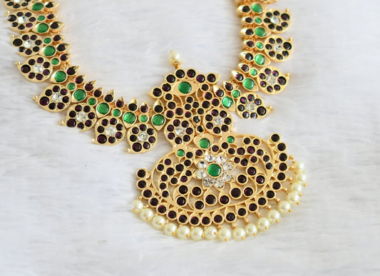 Gold tone precious kemp-green-white mango pearl magari necklace dj-50873