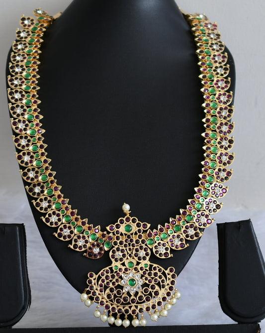 Gold tone precious kemp-green-white Magari mango pearl haar dj-50874