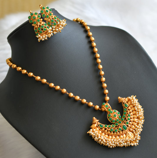 Antique green pearl cluster necklace set dj-08694
