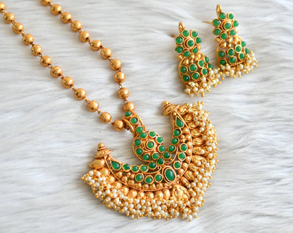 Antique green pearl cluster necklace set dj-08694