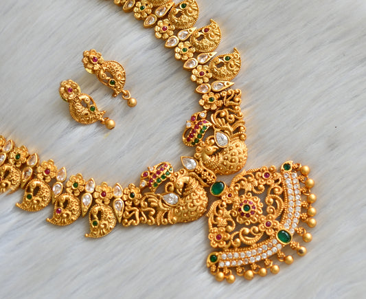 Matte finish multicolor peacock necklace set dj-08130