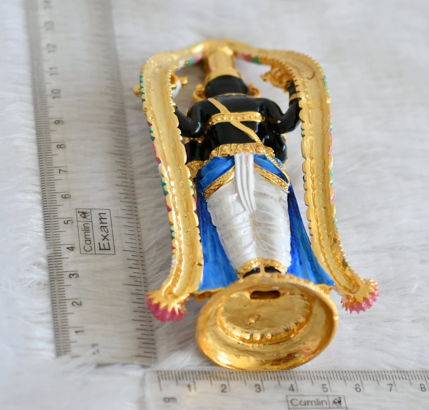Gold tone ruby-green-white Sri Thirumal idol/vigraham dj-48933