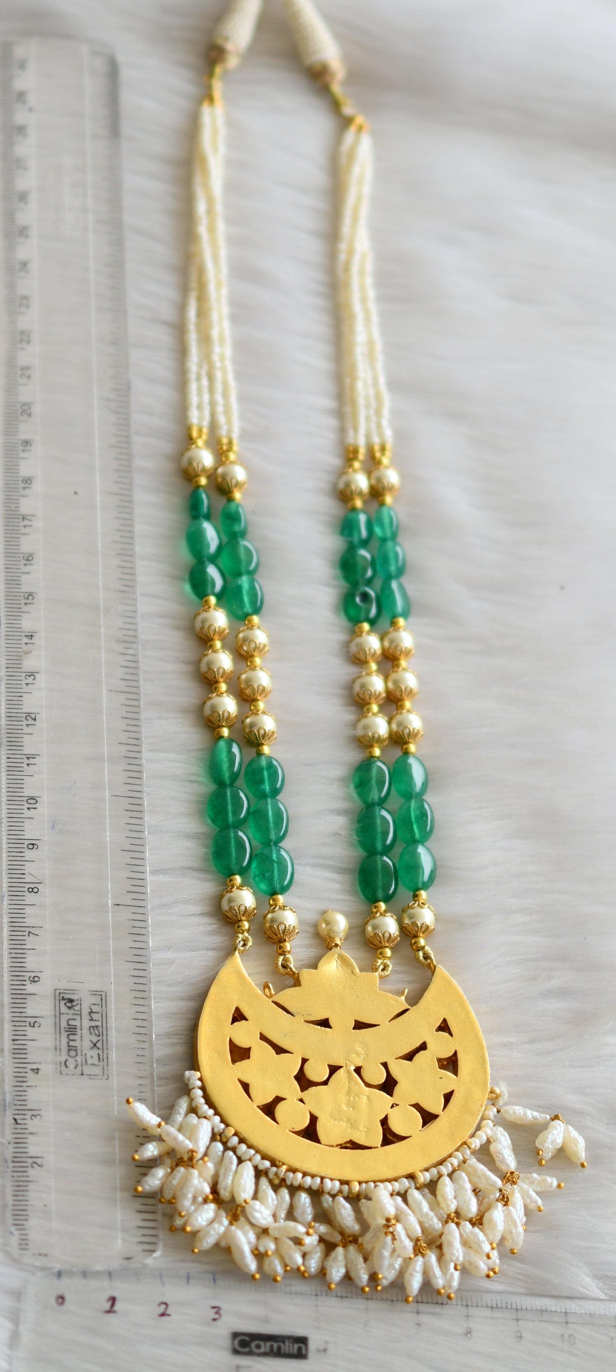 Gold look alike pink-green kundan jadau designer rani haar dj-34151