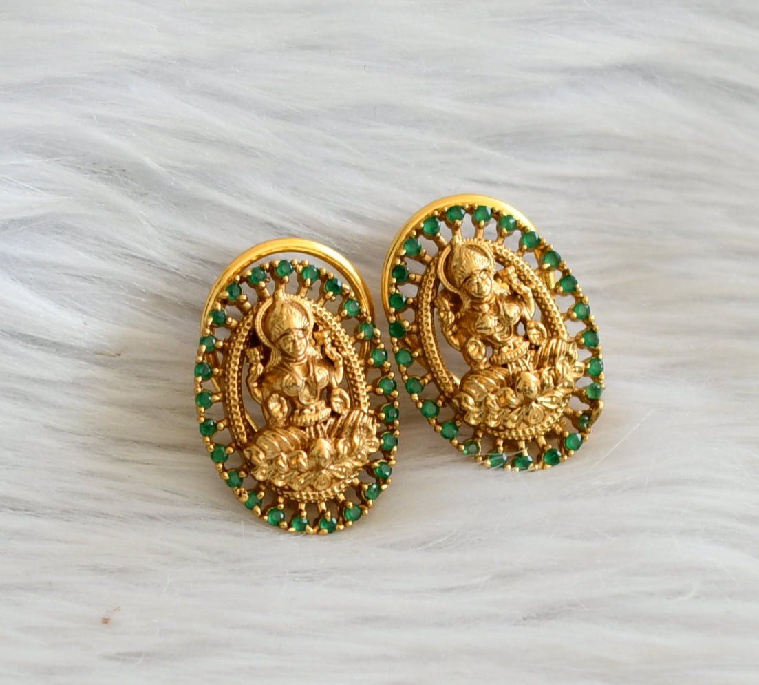 Matte finish emerald lakshmi oval stud/earrings dj-45465