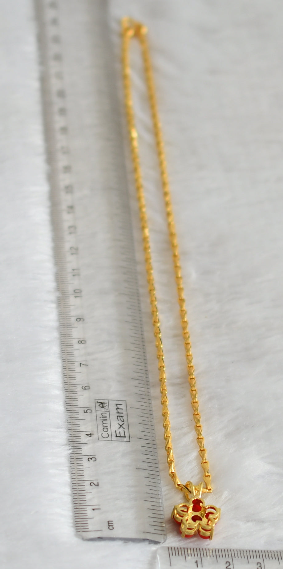 Gold tone 18 inches chain with coral stone pendant dj-47149