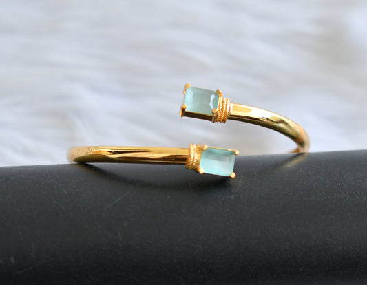 Gold tone sea green block stone bracelets dj-43815