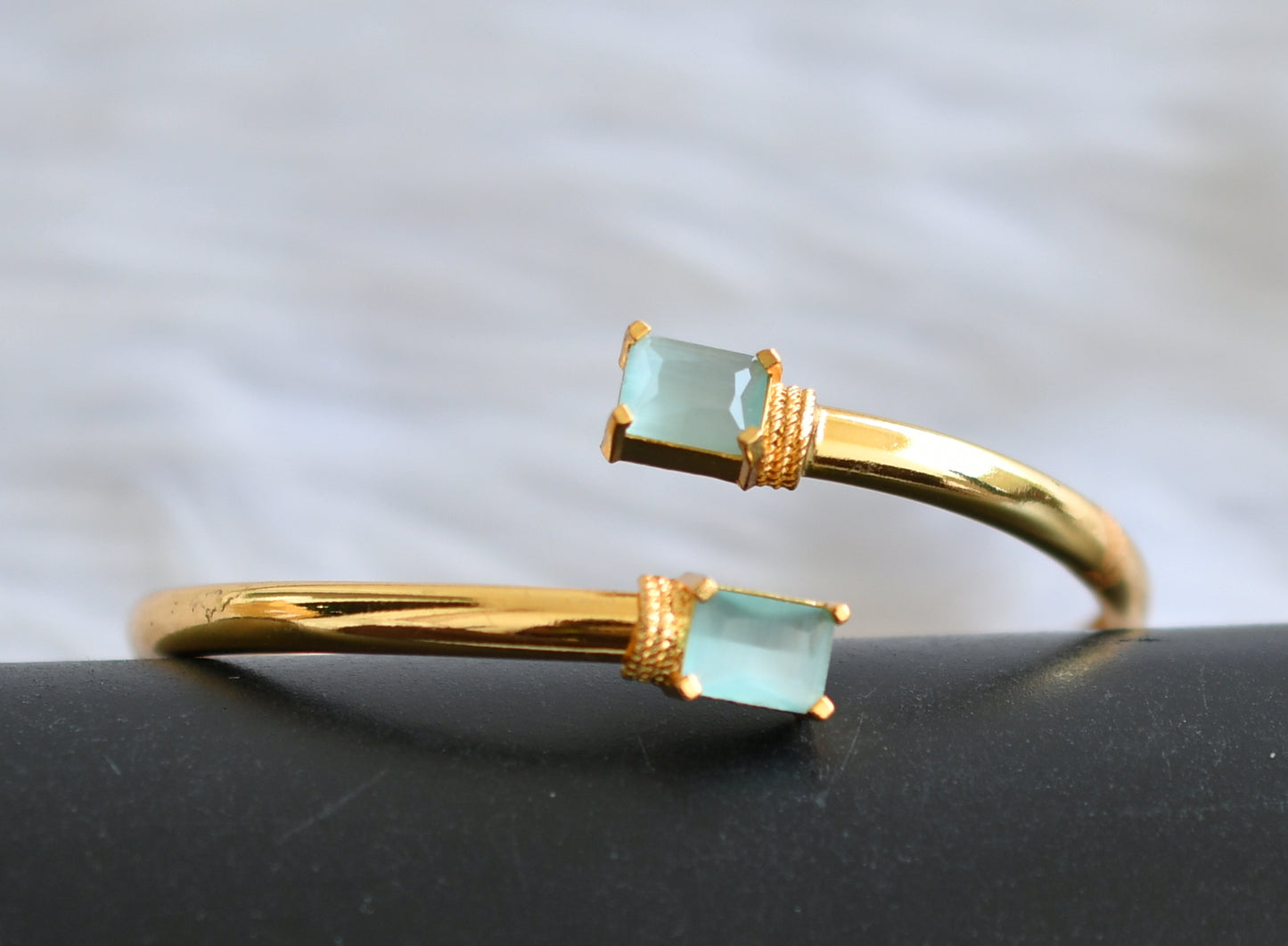 Gold tone sea green block stone bracelets dj-43815
