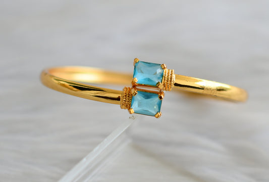 Gold tone sky blue block stone bracelets dj-43816