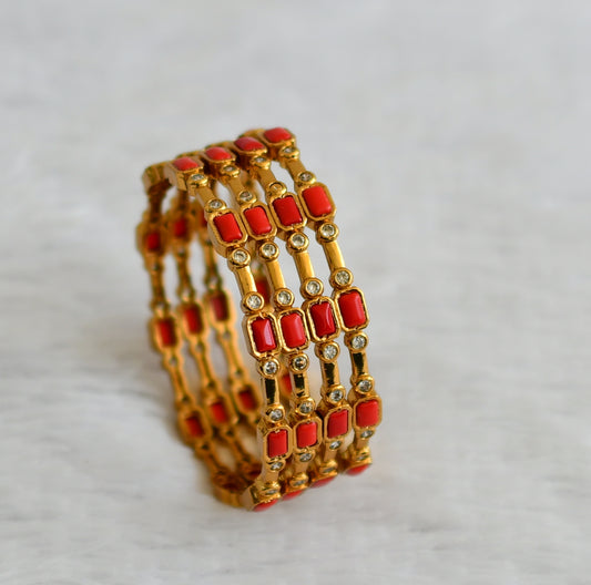 Matte finish cz coral block stone set of 4 bangles(2.8) dj-50936