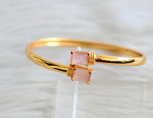 Gold tone baby pink block stone bracelets dj-43818