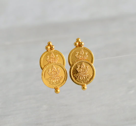 Gold tone lakshmi coin stud/earrings dj-47193