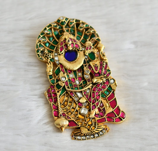 Antique Gold tone Navarathna Narasimmha jadau pendant dj-48974