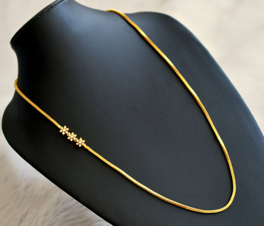 Gold tone cz white Nakshatra mugappu 24 inches chain dj-42823