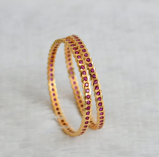 Gold tone ad pink south indian style bangles(2.6) dj-50977