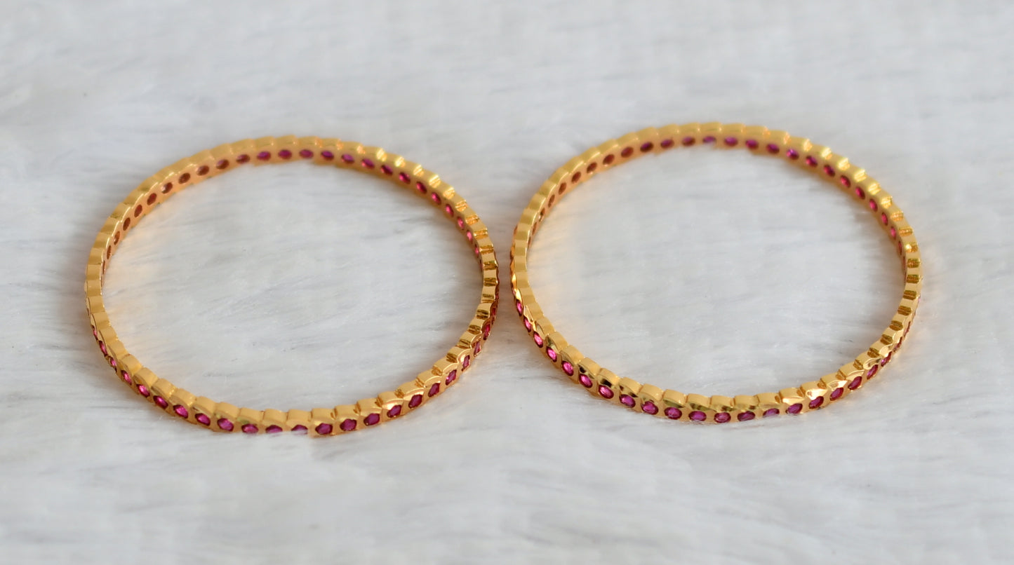 Gold tone ad pink south indian style bangles(2.8) dj-50978
