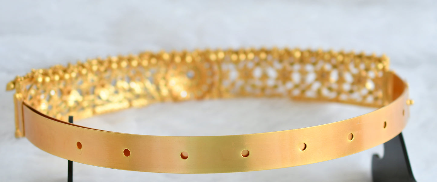 Matte finish white stone waist band dj-39795