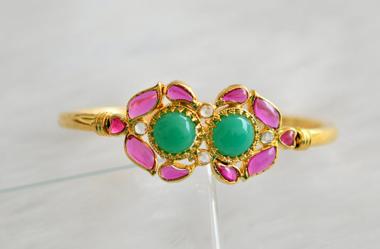 Gold tone uncut ruby-emerald Kada dj-03274