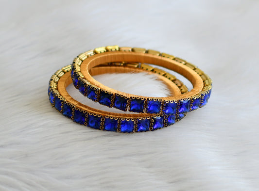 Silk thread blue block stone bangles(2.6) dj-45497