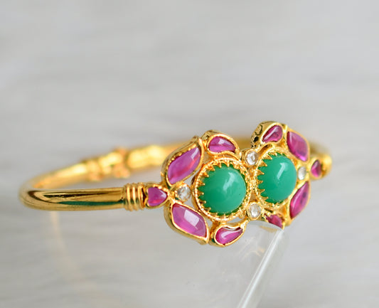 Gold tone uncut ruby-emerald Kada dj-03274