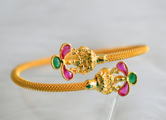 Gold tone kemp-green lakshmi open type bracelet dj-03277