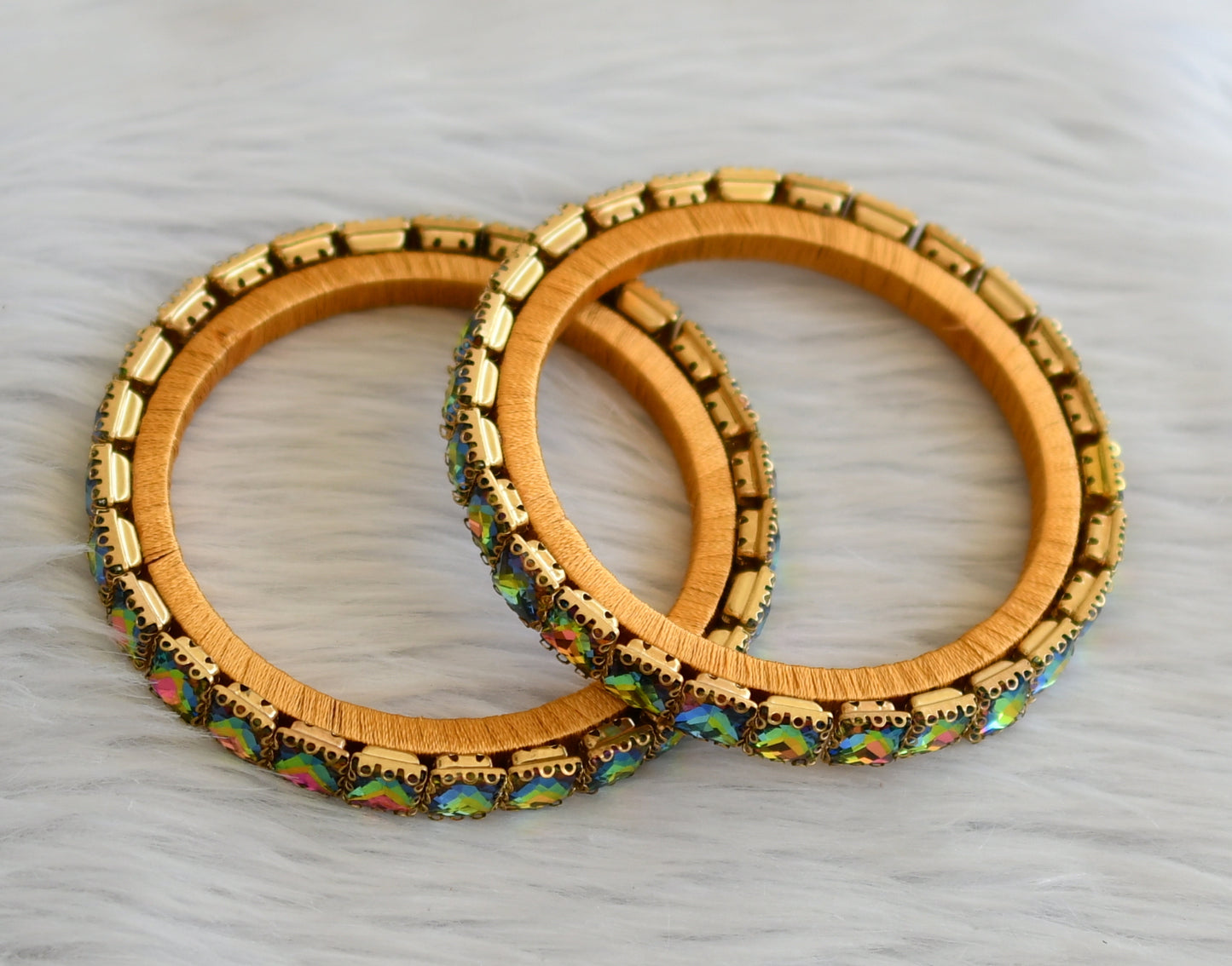 Silk thread multi color block stone bangles(2.6) dj-45498