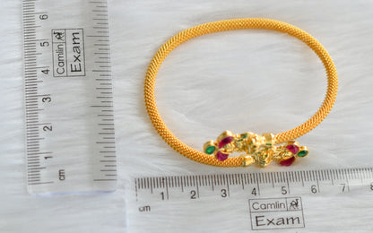 Gold tone kemp-green lakshmi open type bracelet dj-03277