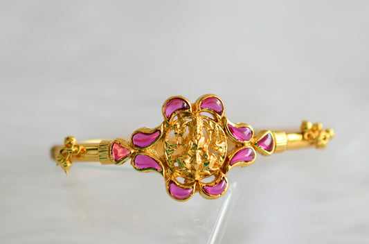 Gold tone pink-green lakshmi bracelet dj-03278