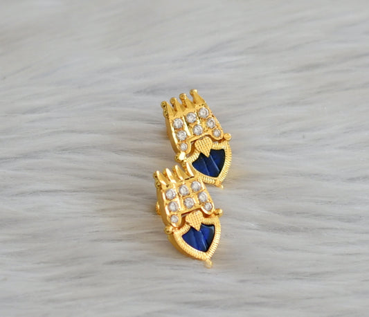 Gold tone blue-white palakka earrings dj-45507