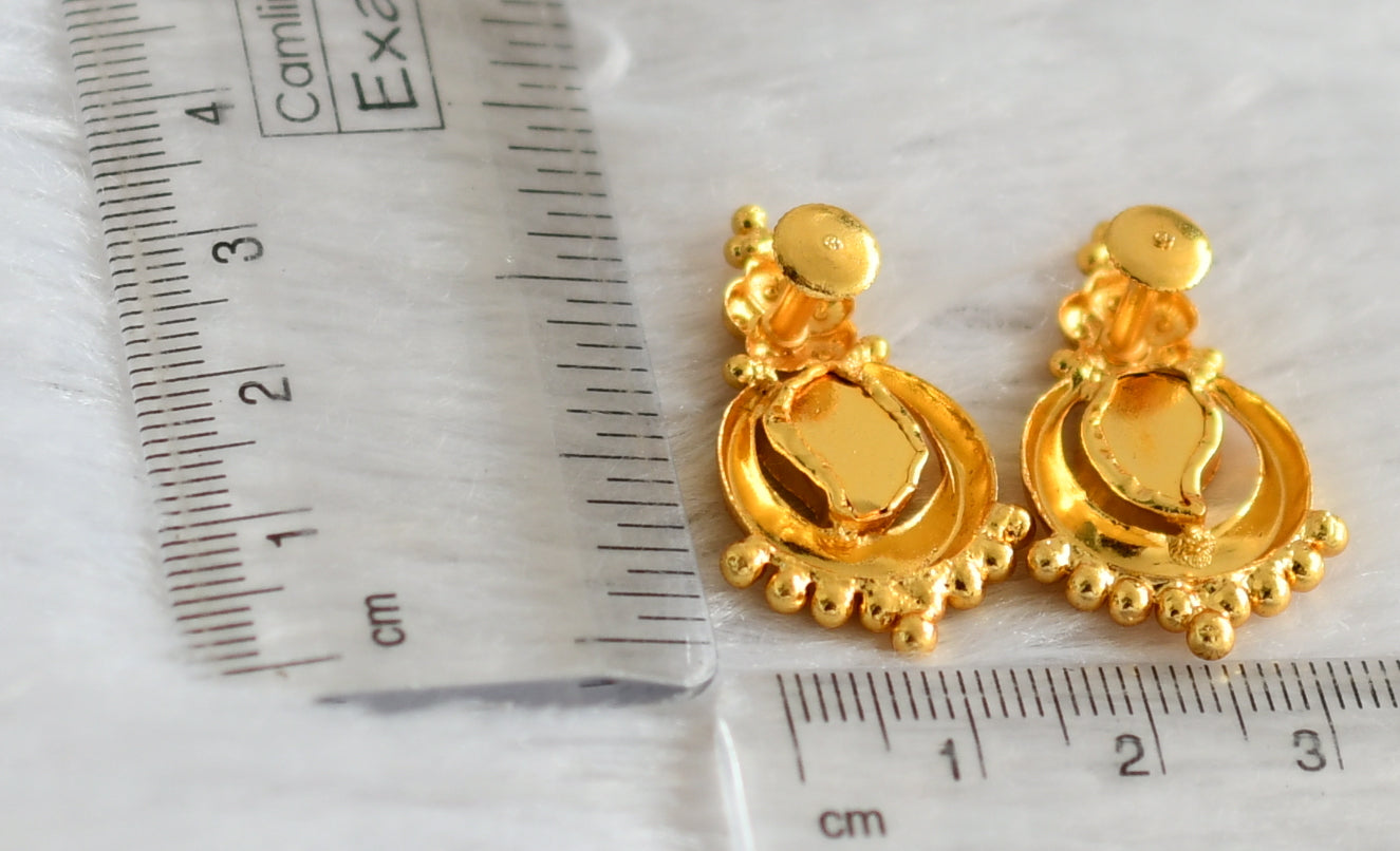 Gold tone green mango kerala round earrings dj-47205