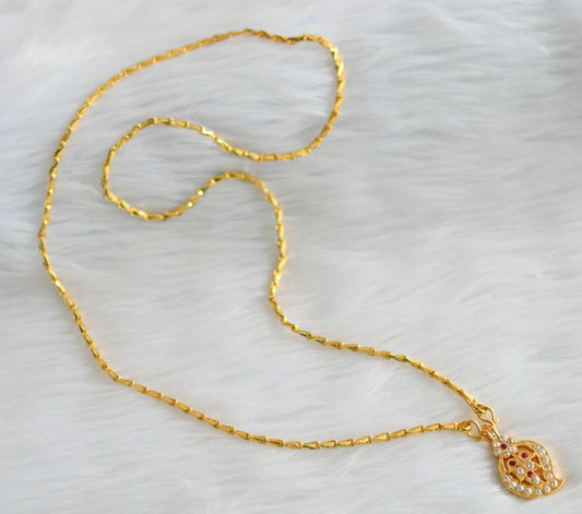Gold tone 24 inches chain with pink-white mango pendant dj-43835