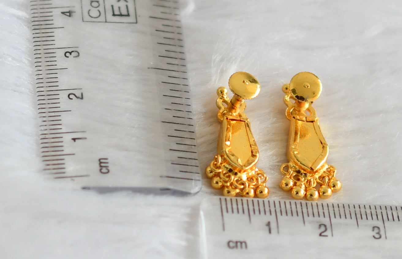 Gold tone kerala style pink-green nagapadam earrings dj-47217
