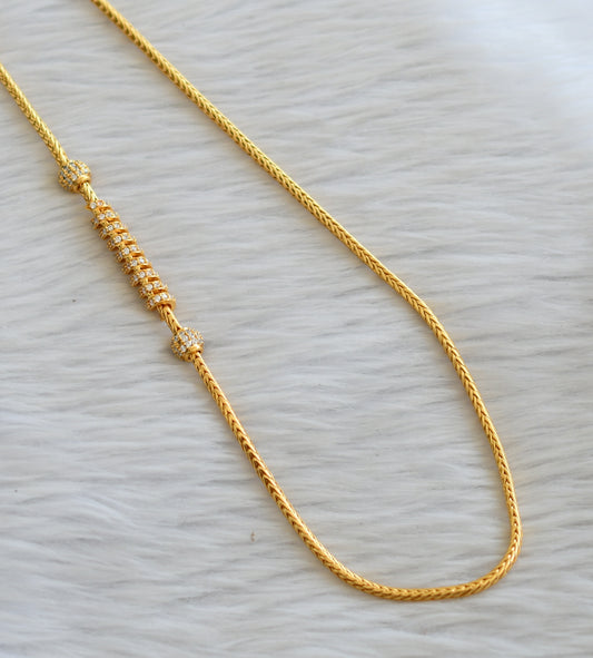 Gold tone cz white 24 inches spiral mugappu chain dj-45511