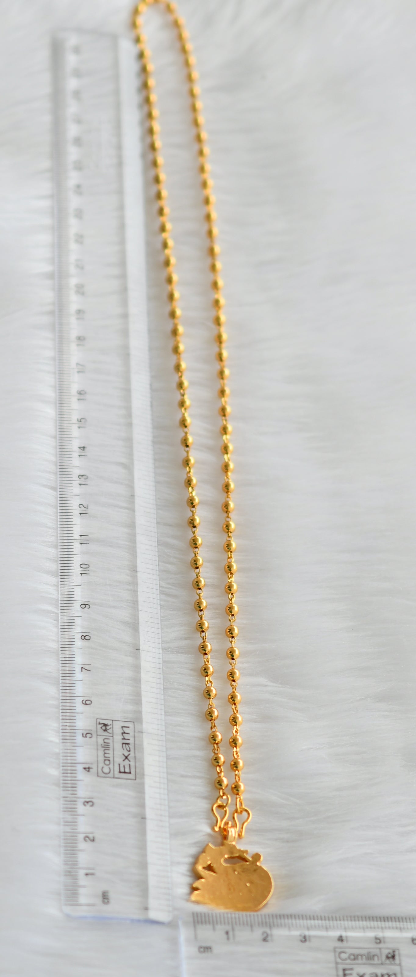 Gold tone 24 inches ball chain with ad pink-green-white swan pendant dj-43833