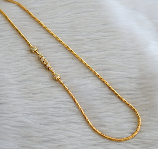 Gold tone cz white 24 inches spiral mugappu chain dj-45513