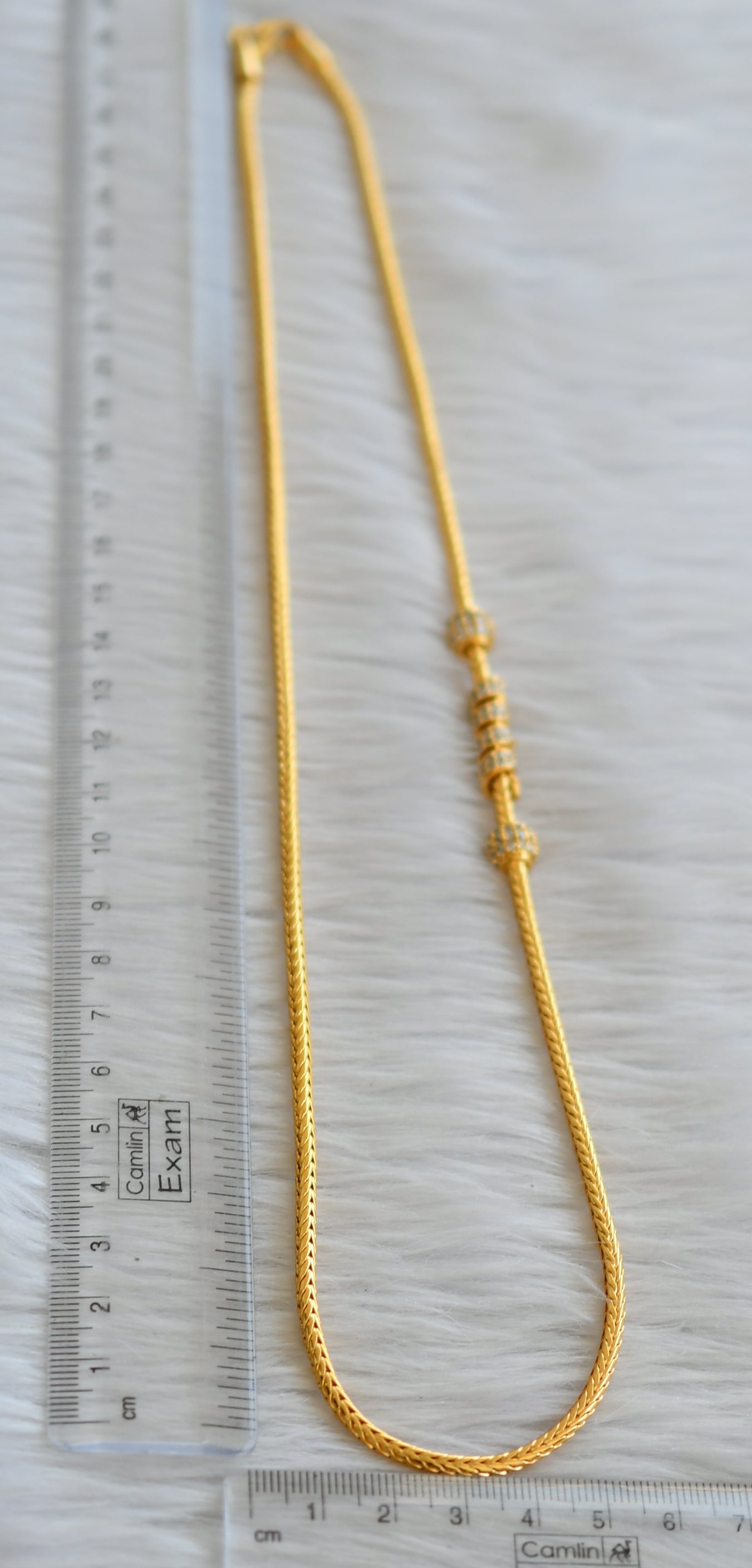 Gold tone cz white 24 inches spiral mugappu chain dj-45513