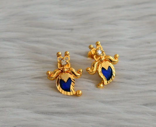 Gold tone blue-white mango lotus earrings dj-45508