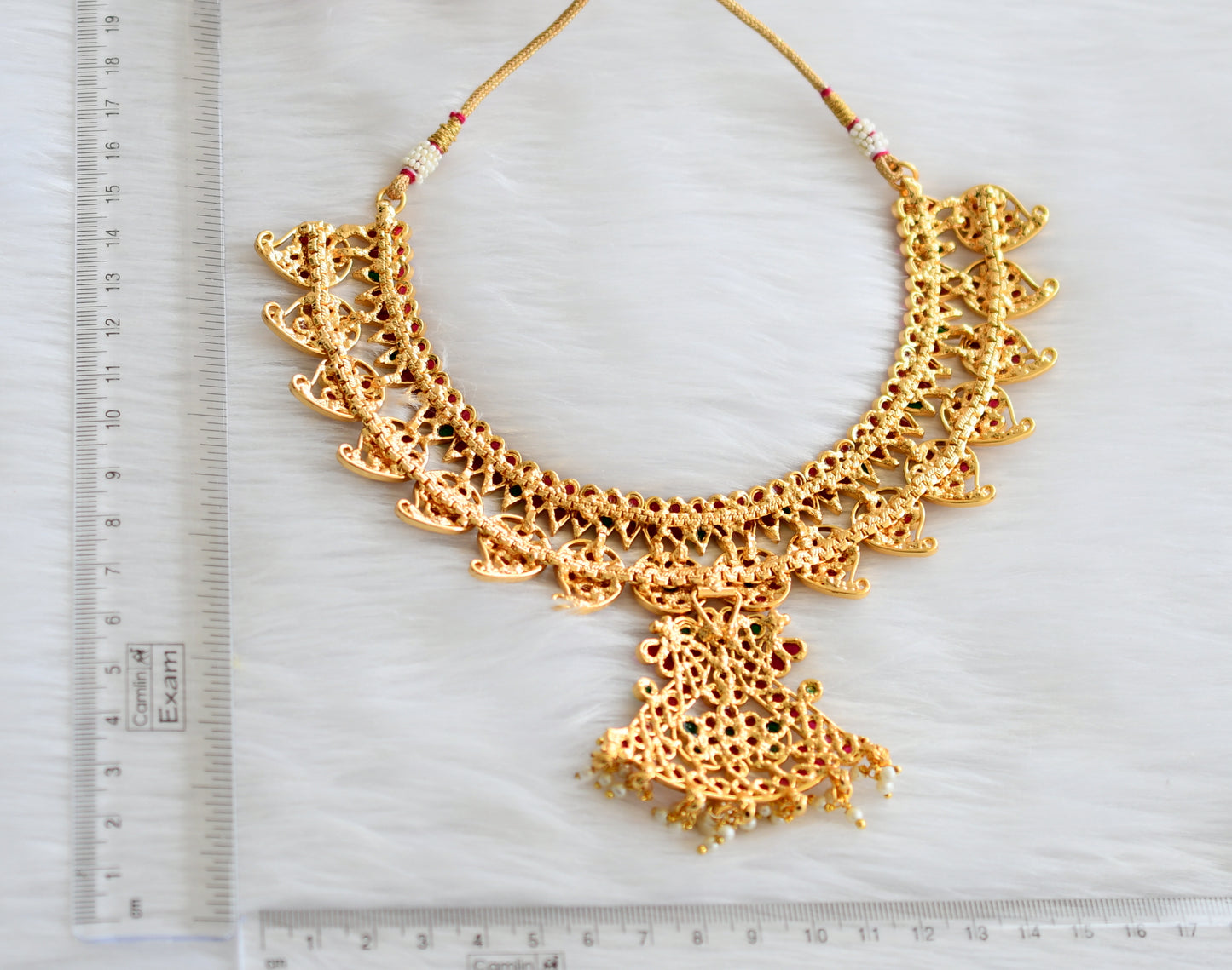 Antique gold tone kemp-green mango necklace set dj-03728