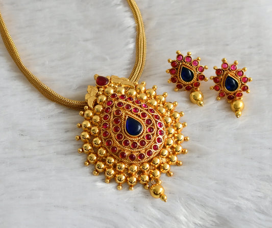 Antique Peacock Kemp-blue Pendant Necklace Set-dj17574