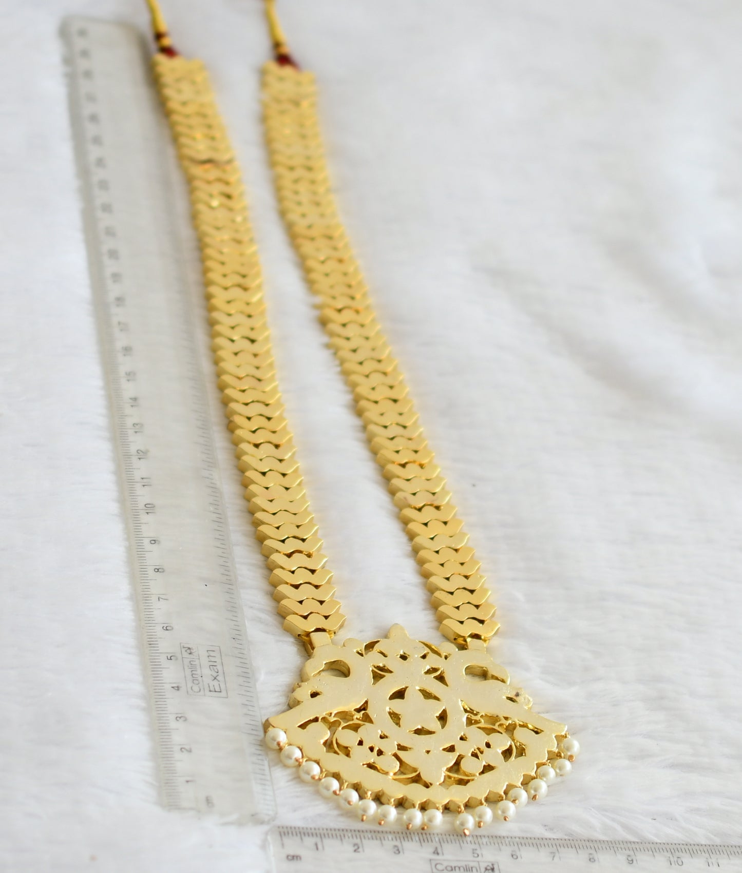 Gold tone precious kemp-green-white peacock pearl haar dj-51009